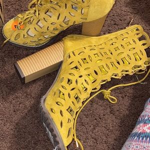 Suede lace up booties